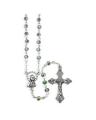  SAPPHIRE AB GLASS BEAD ROSARY WITH SILVER OXIDIZED CENTER AND CRUCIFIX 